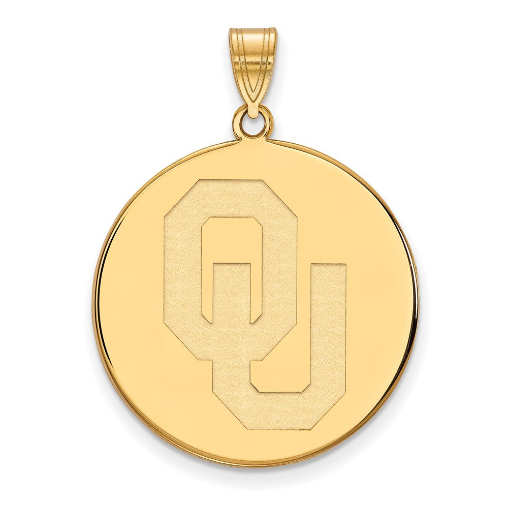 14K Yellow Gold Logoart University Of Oklahoma O U Extra Large Disc Pendant