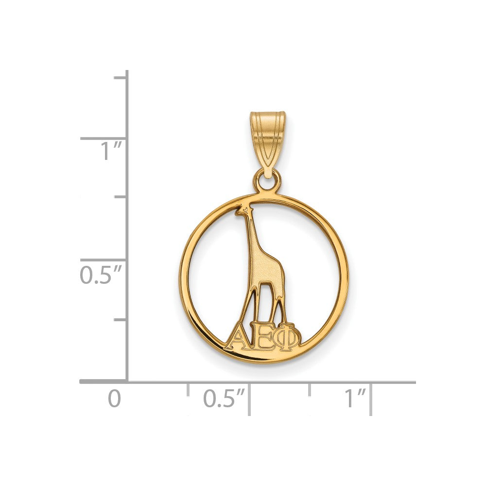 Gold Plated Sterling Silver Logoart Alpha Epsilon Phi Sorority Symbol Small Circle Pendant