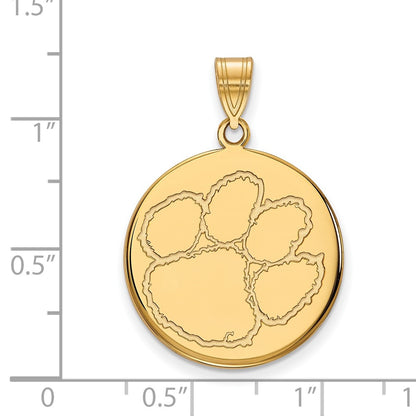 10K Yellow Gold Logoart Clemson University Tiger Paw Large Disc Pendant