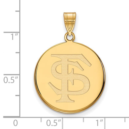 14K Yellow Gold Logoart Florida State University F S Large Disc Pendant