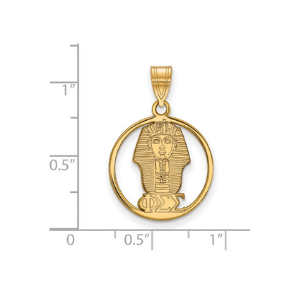 Gold Plated Sterling Silver Logoart Phi Sigma Sorority Symbol Medium Circle Pendant