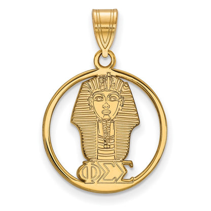 Gold Plated Sterling Silver Logoart Phi Sigma Sorority Symbol Medium Circle Pendant