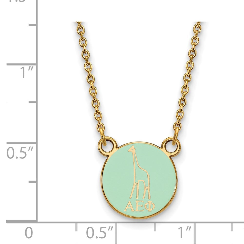 Gold Plated Sterling Silver Logoart Alpha Epsilon Phi Extra Sorority Symbol Small Color Enamel Pendant 18 Inch Necklace