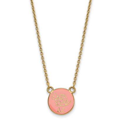 Gold Plated Sterling Silver Logoart Delta Zeta Sorority Symbol Small Color Enamel Pendant 18 Inch Necklace