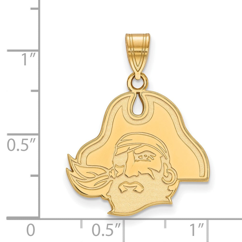 10K Yellow Gold Logoart East Carolina University Pirate Large Pendant