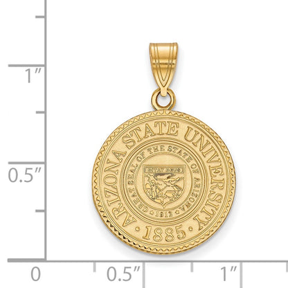 Gold Plated Sterling Silver Logoart Arizona State University Large Crest Pendant