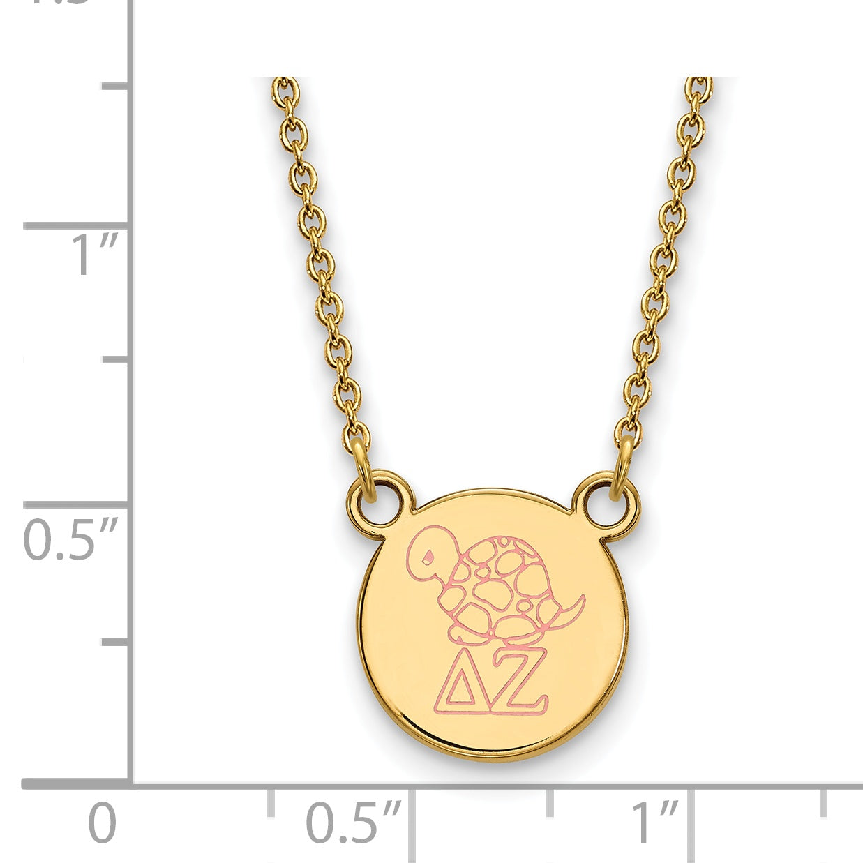 Gold Plated Sterling Silver Logoart Delta Zeta Sorority Symbol Small Color Enamel Pendant 18 Inch Necklace