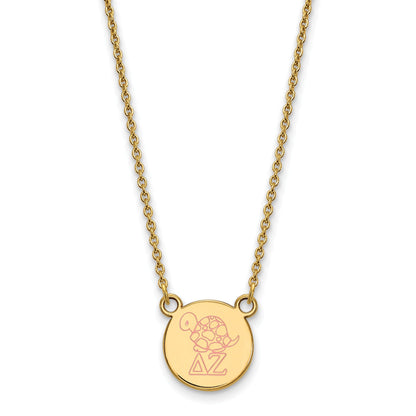 Gold Plated Sterling Silver Logoart Delta Zeta Sorority Symbol Small Color Enamel Pendant 18 Inch Necklace