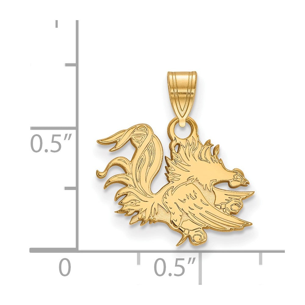 14K Yellow Gold Logoart University Of South Carolina Gamecock Small Pendant