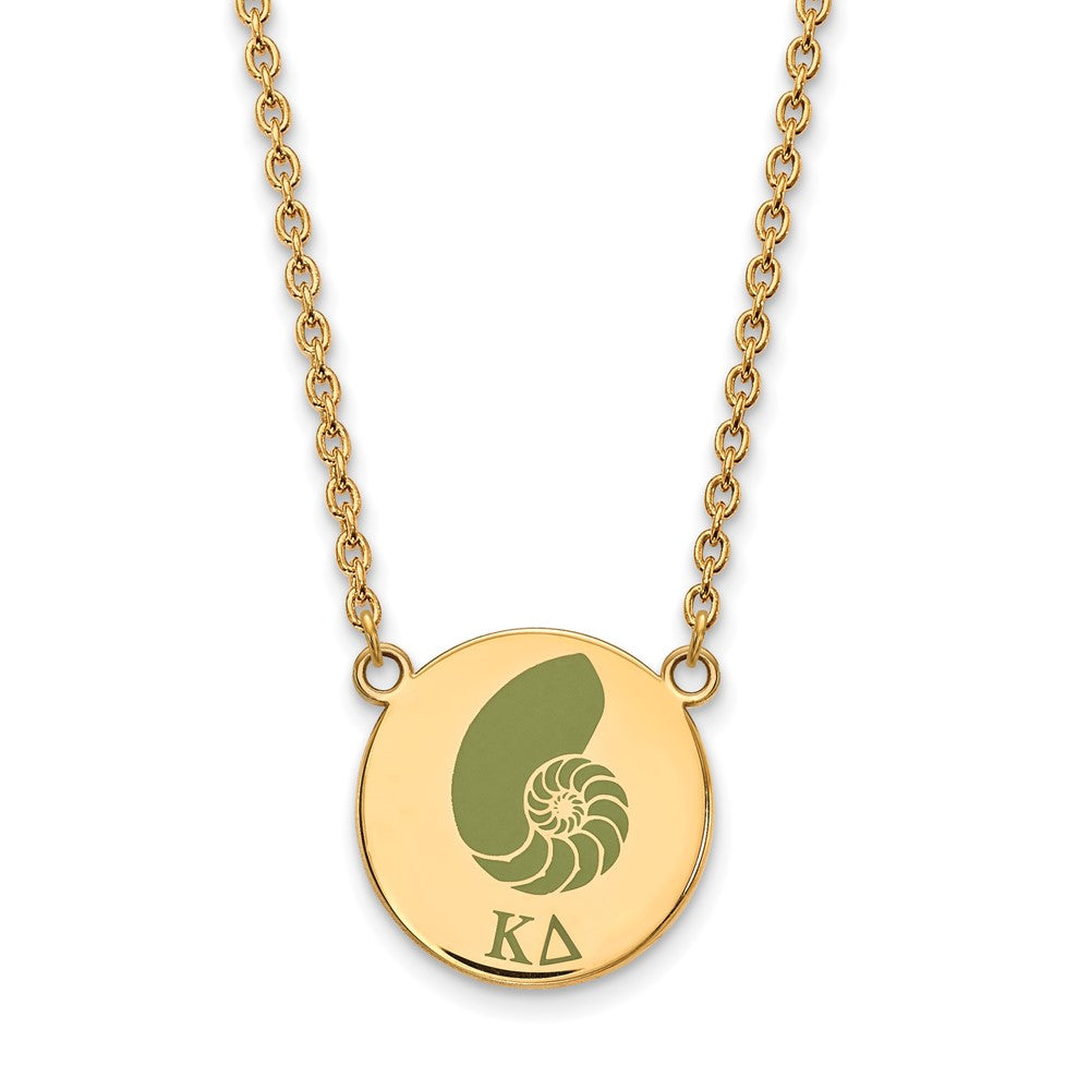 Gold Plated Sterling Silver Logoart Kappa Delta Sorority Symbol Large Color Enamel Pendant 18 Inch Necklace