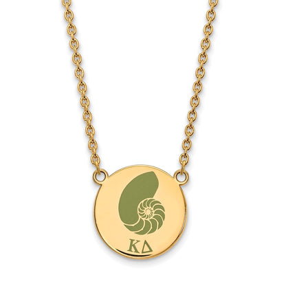Gold Plated Sterling Silver Logoart Kappa Delta Sorority Symbol Large Color Enamel Pendant 18 Inch Necklace