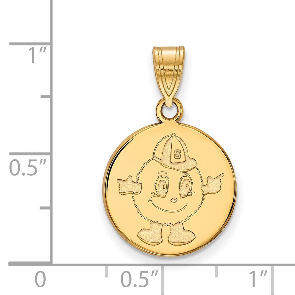14K Yellow Gold Logoart Syracuse University Mascot Medium Disc Pendant
