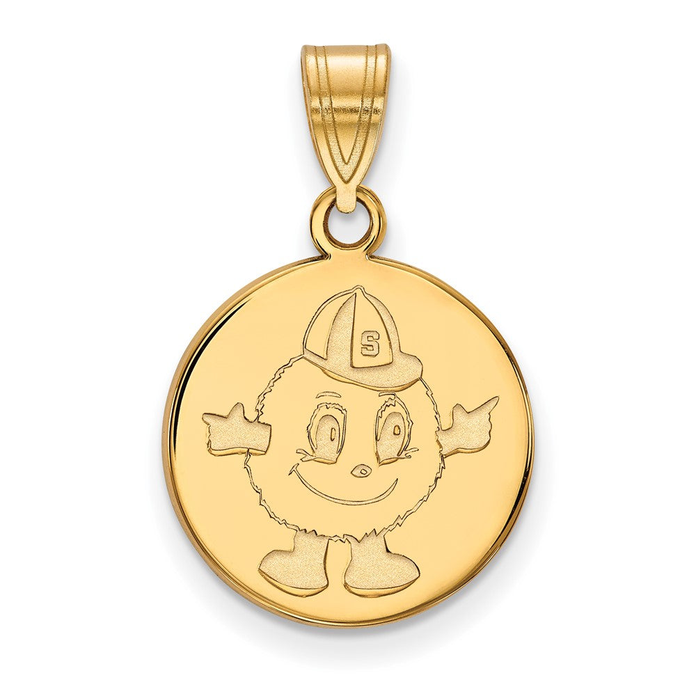 14K Yellow Gold Logoart Syracuse University Mascot Medium Disc Pendant