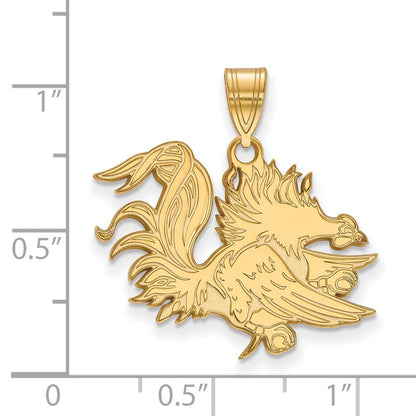 14K Yellow Gold Logoart University Of South Carolina Gamecock Large Pendant