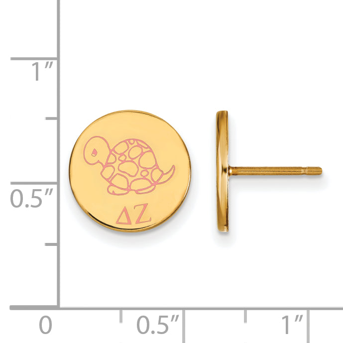 Gold Plated Sterling Silver Logoart Delta Zeta Sorority Symbol Color Enamel Post Earrings