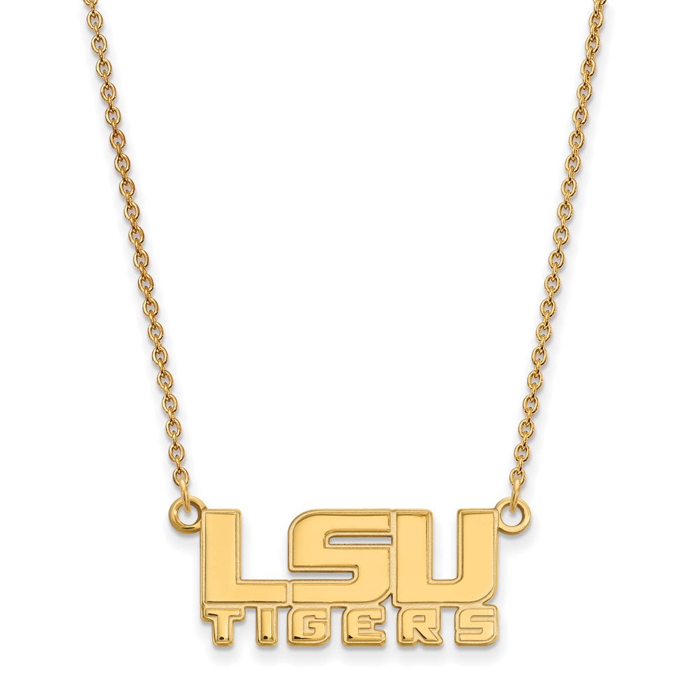 10K Yellow Gold Logoart Louisiana State University L S U Tigers Small Pendant 18 Inch Necklace