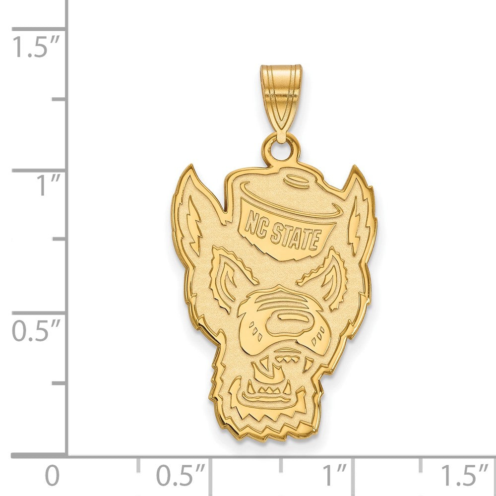 14K Yellow Gold Logoart North Carolina State University Wolf Extra Large Pendant