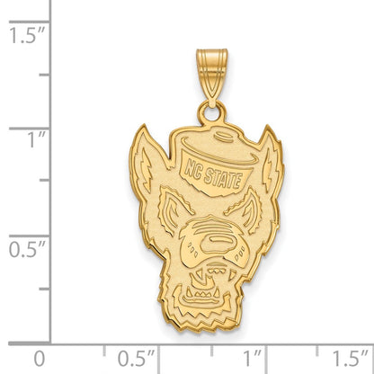 14K Yellow Gold Logoart North Carolina State University Wolf Extra Large Pendant