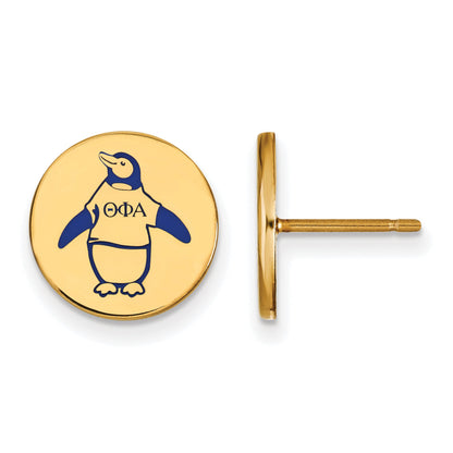 Gold Plated Sterling Silver Logoart Theta Phi Alpha Sorority Symbol Color Enamel Post Earrings