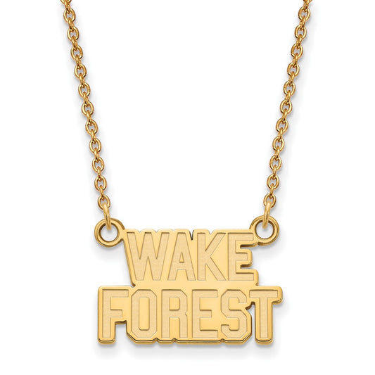 10K Yellow Gold Logoart Wake Forest University W F Deacon Small Pendant 18 Inch Necklace