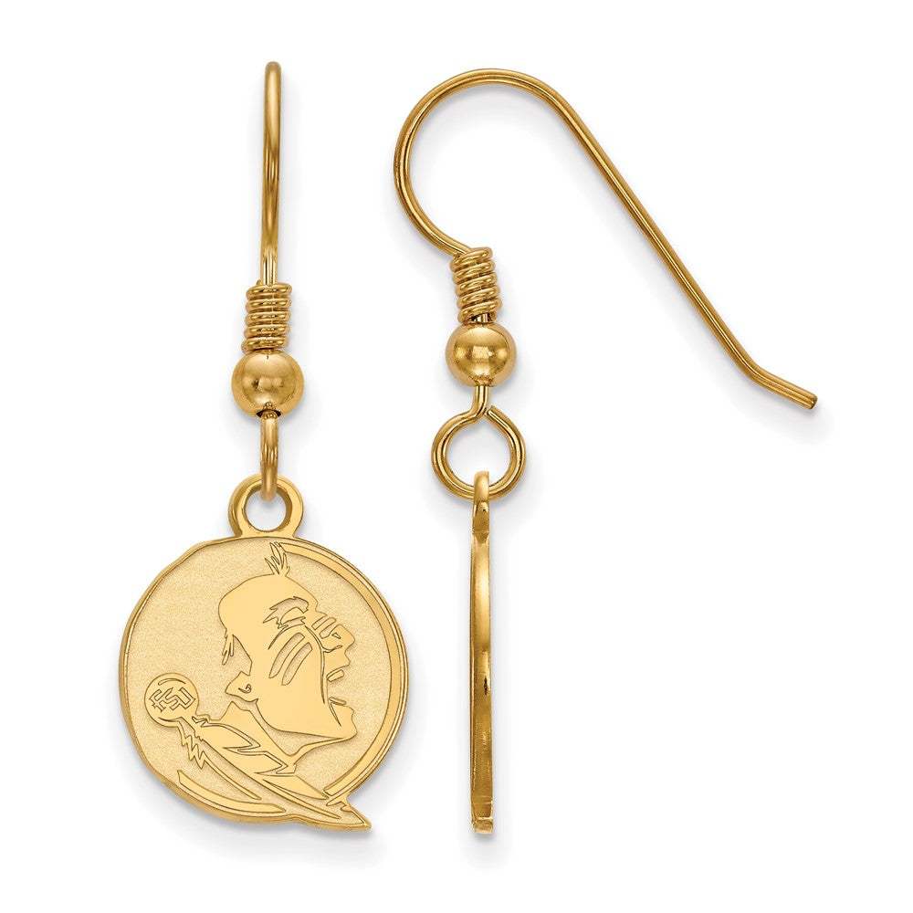 Gold Plated Sterling Silver Logoart Florida State University Seminole Small Dangle Wire Earrings