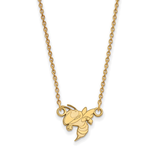10K Yellow Gold Logoart Georgia Institute Of Technology Jacket Small Pendant 18 Inch Necklace