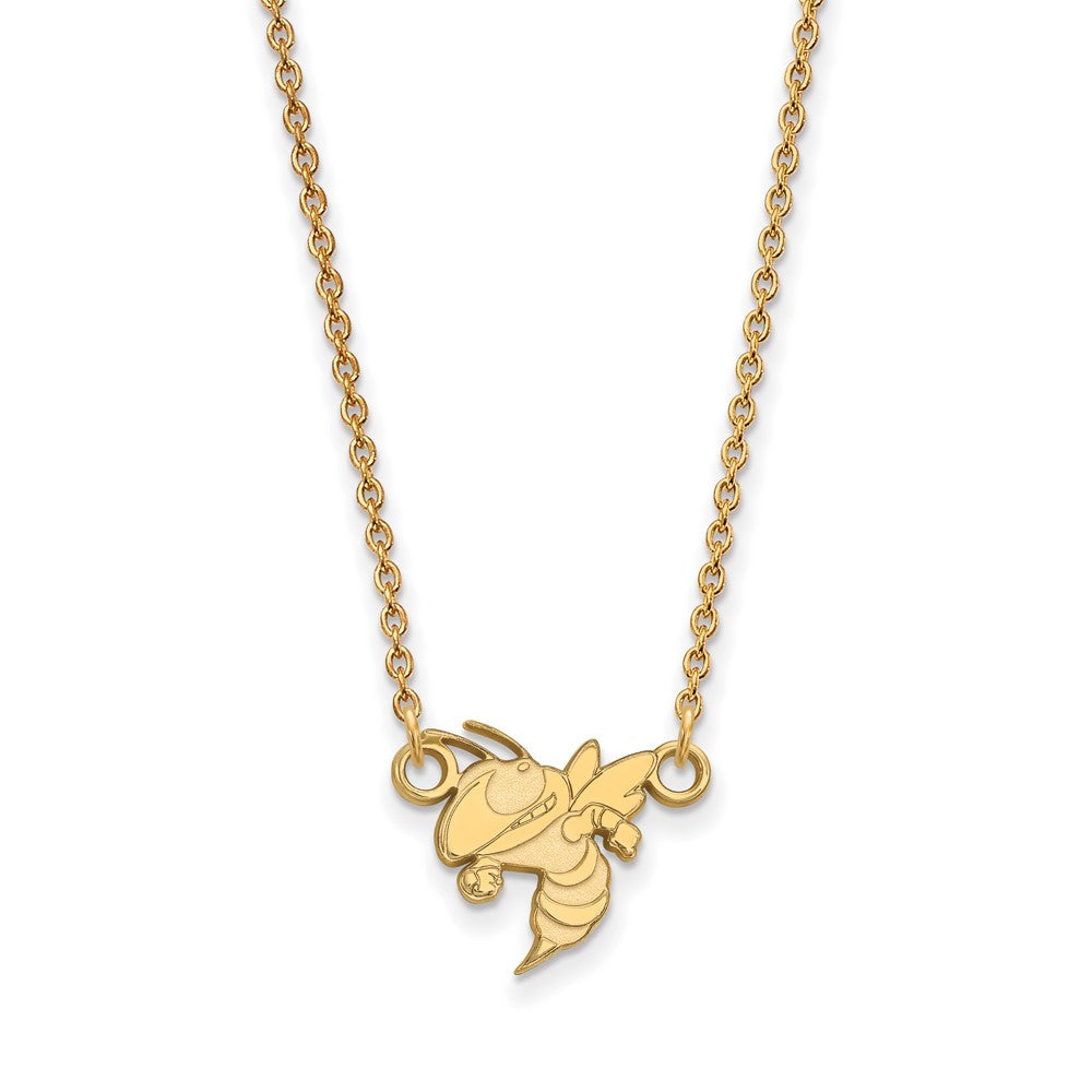 Gold Plated Sterling Silver Logoart Georgia Institute Of Technology Yellow Jacket Small Pendant 18 Inch Necklace