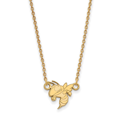 Gold Plated Sterling Silver Logoart Georgia Institute Of Technology Yellow Jacket Small Pendant 18 Inch Necklace