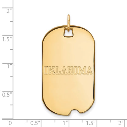 14K Yellow Gold Logoart University Of Oklahoma Large Dog Tag Pendant