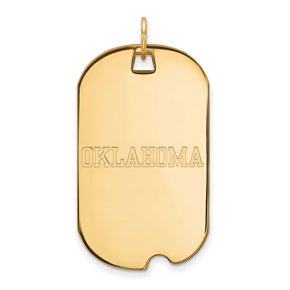 14K Yellow Gold Logoart University Of Oklahoma Large Dog Tag Pendant