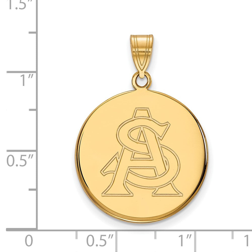 10K Yellow Gold Logoart Arizona State University A S Large Disc Pendant