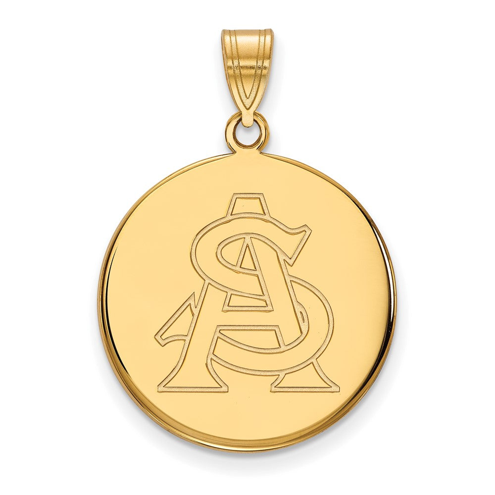 10K Yellow Gold Logoart Arizona State University A S Large Disc Pendant