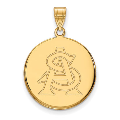 10K Yellow Gold Logoart Arizona State University A S Large Disc Pendant
