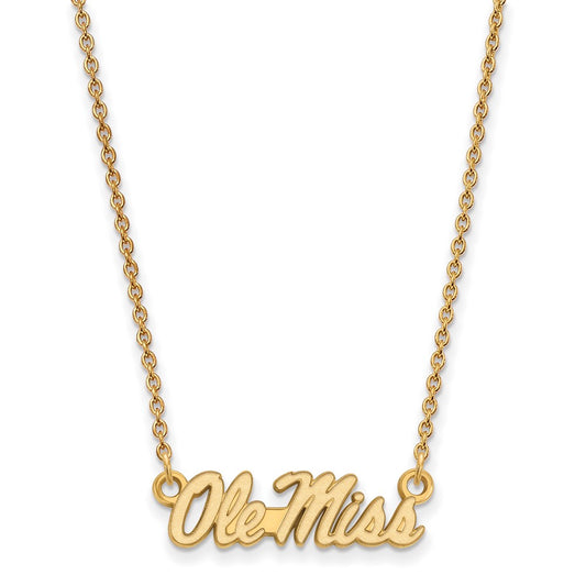 10K Yellow Gold Logoart University Of Mississippi Ole Miss Small Pendant 18 Inch Necklace