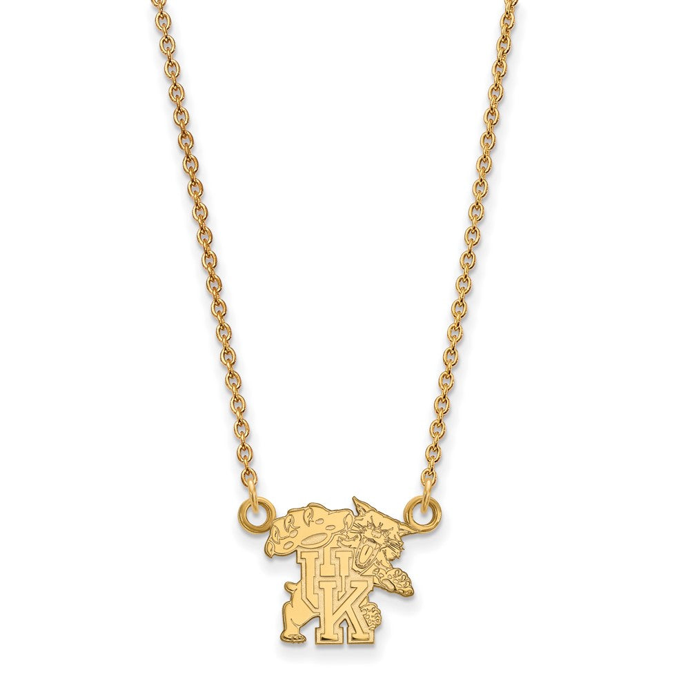 10K Yellow Gold Logoart University Of Kentucky U K Wildcat Small Pendant 18 Inch Necklace