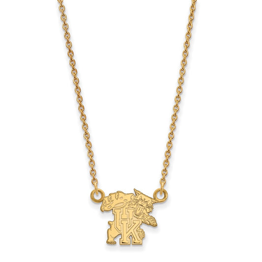 10K Yellow Gold Logoart University Of Kentucky U K Wildcat Small Pendant 18 Inch Necklace
