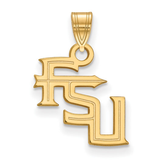 10K Yellow Gold Logoart Florida State University F S U Small Pendant