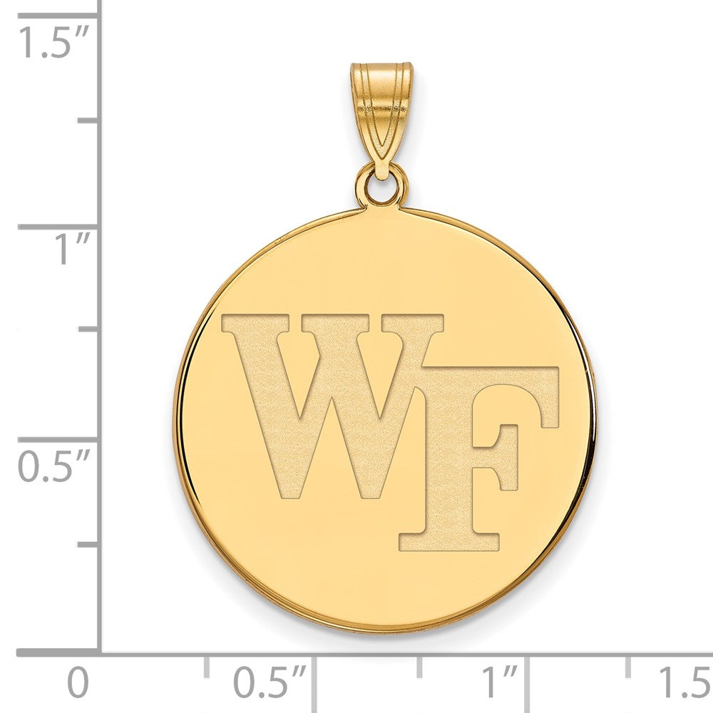 14K Yellow Gold Logoart Wake Forest University W F Extra Large Disc Pendant