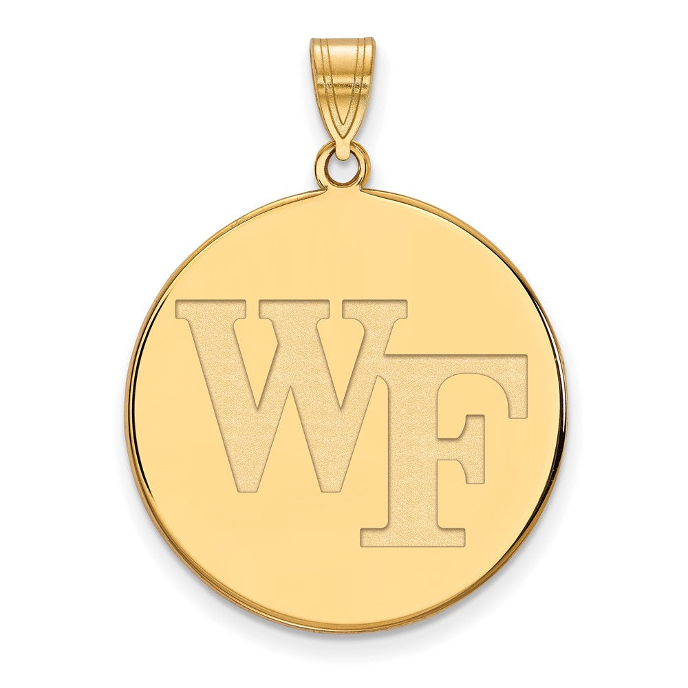 14K Yellow Gold Logoart Wake Forest University W F Extra Large Disc Pendant