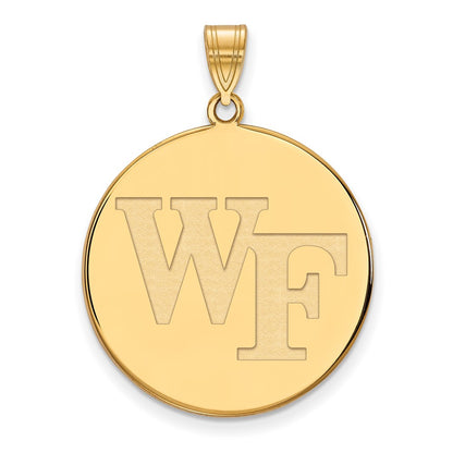 14K Yellow Gold Logoart Wake Forest University W F Extra Large Disc Pendant