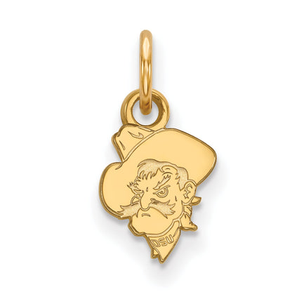 Gold Plated Sterling Silver Logoart Oklahoma State University Cowboy Extra Small Pendant