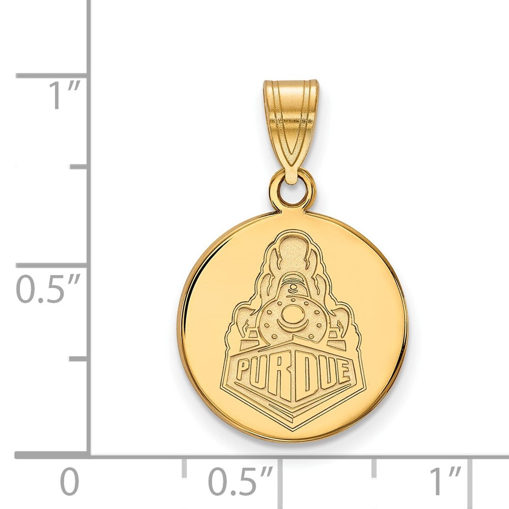 10K Yellow Gold Logoart Purdue University Boilermakers Train Logo Medium Disc Pendant