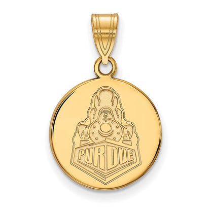 10K Yellow Gold Logoart Purdue University Boilermakers Train Logo Medium Disc Pendant