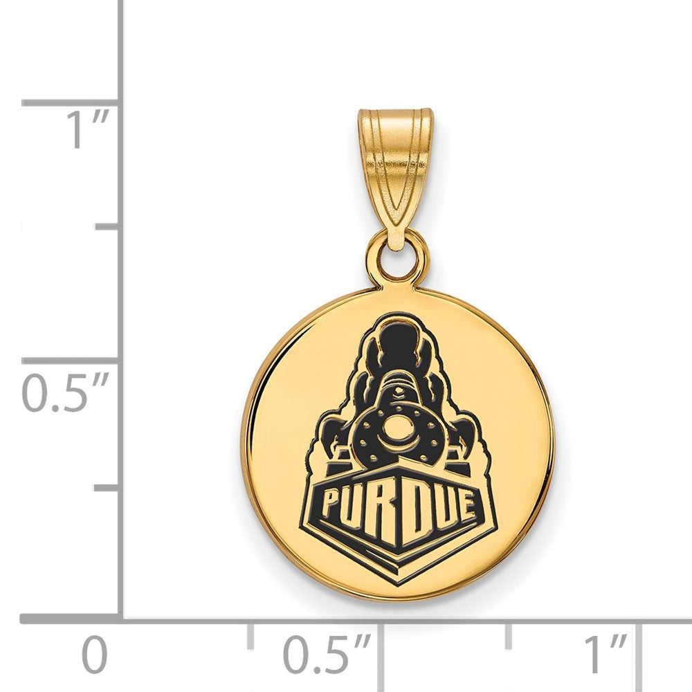 Gold Plated Sterling Silver Logoart Purdue University Boilermakers Train Logo Medium Enameled Disc Pendant