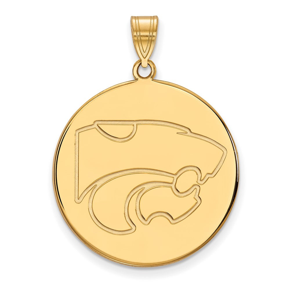14K Yellow Gold Logoart Kansas State University Wildcat Extra Large Disc Pendant