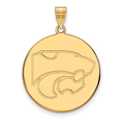 14K Yellow Gold Logoart Kansas State University Wildcat Extra Large Disc Pendant