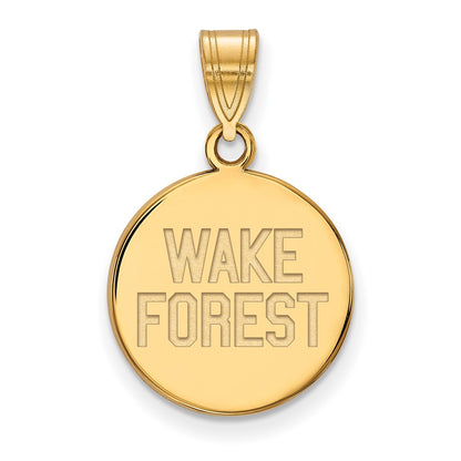 10K Yellow Gold Logoart Wake Forest University W F Deacon Medium Disc Pendant
