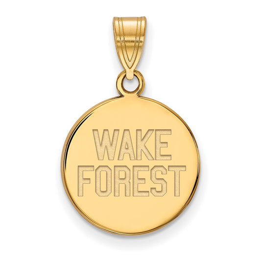 10K Yellow Gold Logoart Wake Forest University W F Deacon Medium Disc Pendant