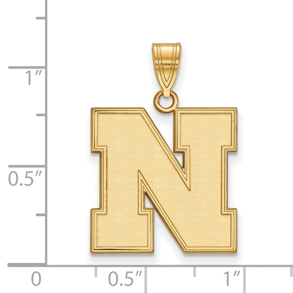 10K Yellow Gold Logoart University Of Nebraska Letter N Large Pendant
