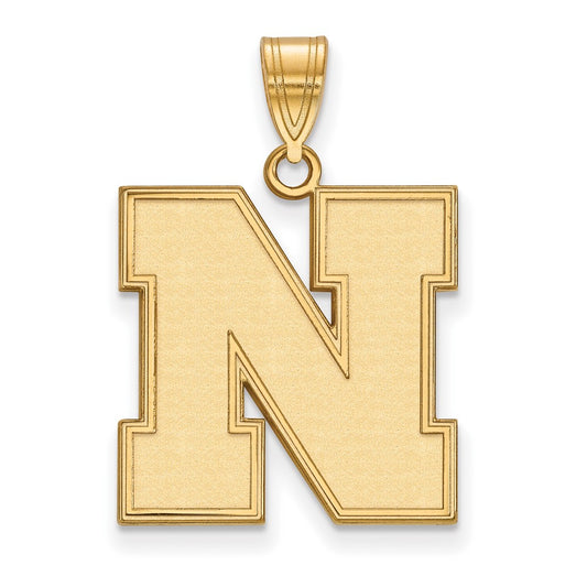 14K Yellow Gold Logoart University Of Nebraska Letter N Large Pendant